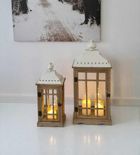 Load image into Gallery viewer, Boho rustic wood lantern - MEDIUM - HIRE ONLY