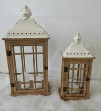 Load image into Gallery viewer, Boho rustic wood lantern - MEDIUM - HIRE ONLY
