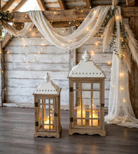 Load image into Gallery viewer, Boho rustic wood lantern - MEDIUM - HIRE ONLY