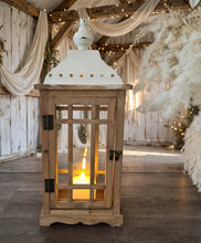 Load image into Gallery viewer, Boho rustic wood lantern - MEDIUM - HIRE ONLY
