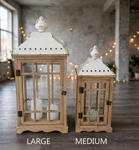 Load image into Gallery viewer, Boho rustic wooden lantern – LARGE - HIRE ONLY