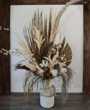 Load image into Gallery viewer, Large Boho Rustic flowers in Ribbed urn - HIRE ONLY