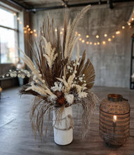 Load image into Gallery viewer, Large Boho Rustic flowers in Ribbed urn - HIRE ONLY