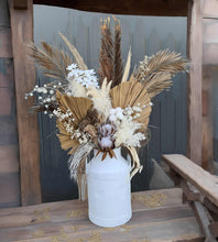 Load image into Gallery viewer, Large Boho rustic flowers in metal urns (milk cans) - HIRE ONLY