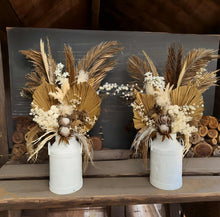 Load image into Gallery viewer, Large Boho rustic flowers in metal urns (milk cans) - HIRE ONLY