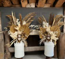 Load image into Gallery viewer, Large Boho rustic flowers in metal urns (milk cans) - HIRE ONLY