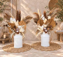 Load image into Gallery viewer, Large Boho rustic flowers in metal urns (milk cans) - HIRE ONLY