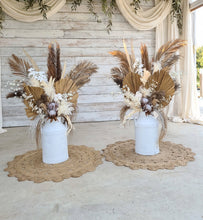 Load image into Gallery viewer, Large Boho rustic flowers in metal urns (milk cans) - HIRE ONLY