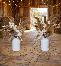 Load image into Gallery viewer, Large Boho rustic flowers in metal urns (milk cans) - HIRE ONLY