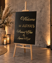 Load image into Gallery viewer, Golden Easel for welcome sign - HIRE ONLY