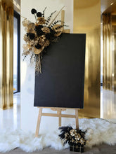 Load image into Gallery viewer, Black & Gold Welcome sing - Flowers & Easel - HIRE ONLY