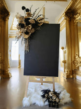 Load image into Gallery viewer, Black & Gold Welcome sing - Flowers & Easel - HIRE ONLY