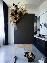Load image into Gallery viewer, Black & Gold Welcome sing - Flowers & Easel - HIRE ONLY