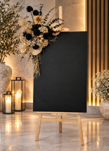 Load image into Gallery viewer, Black & Gold Welcome sing - Flowers & Easel - HIRE ONLY