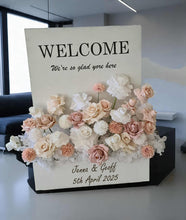 Load image into Gallery viewer, Welcome Flower Box with blush flowers - HIRE ONLY