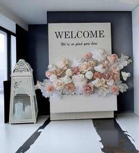 Load image into Gallery viewer, Welcome Flower Box with blush flowers - HIRE ONLY