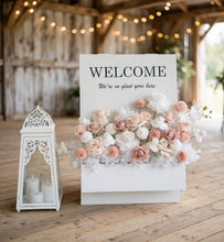Load image into Gallery viewer, Welcome Flower Box with blush flowers - HIRE ONLY