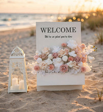 Load image into Gallery viewer, Welcome Flower Box with blush flowers - HIRE ONLY