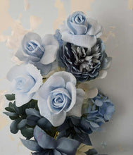Load image into Gallery viewer, Blue & white hanging flowers for backdrop, arch, arbour - HIRE ONLY