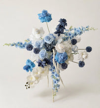 Load image into Gallery viewer, Blue & white hanging flowers for backdrop, arch, arbour - HIRE ONLY