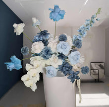 Load image into Gallery viewer, Blue & white floor / plinth / table flowers - HIRE ONLY