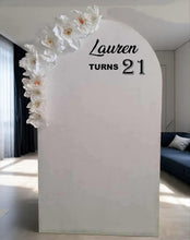 Load image into Gallery viewer, Plain arch / backdrop & white flowers - HIRE ONLY