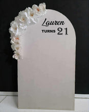 Load image into Gallery viewer, Plain arch / backdrop & white flowers - HIRE ONLY
