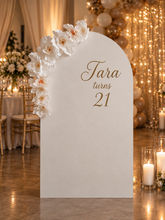 Load image into Gallery viewer, Plain arch / backdrop & white flowers - HIRE ONLY
