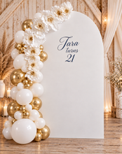 Load image into Gallery viewer, Plain arch / backdrop & white flowers - HIRE ONLY