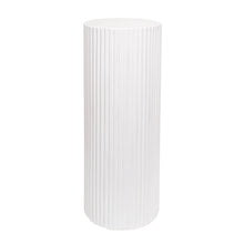Load image into Gallery viewer, White cement look round ripple plinth - 90cm - HIRE ONLY