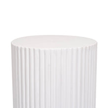 Load image into Gallery viewer, White cement look round ripple plinth - 90cm - HIRE ONLY