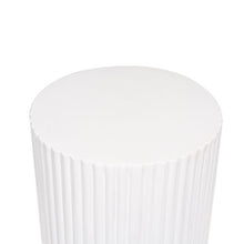 Load image into Gallery viewer, White cement look round ripple plinth - 90cm - HIRE ONLY
