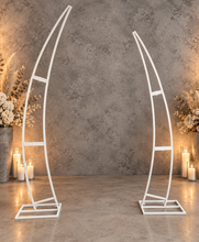 Load image into Gallery viewer, Set of 2 White Curved backdrop Metal arch frame - HIRE ONLY
