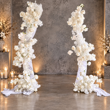Load image into Gallery viewer, Set of 2 White Curved backdrop Metal arch frame - HIRE ONLY