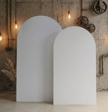 Load image into Gallery viewer, Set of 2 x White arch backdrops (2.1m & 1.8m) - HIRE ONLY