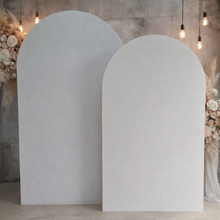 Load image into Gallery viewer, Set of 2 x White arch backdrops (2.1m & 1.8m) - HIRE ONLY