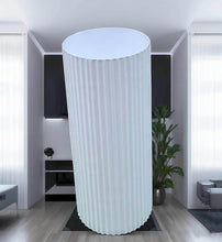 Load image into Gallery viewer, White cylinder ripple plinth cake or flower stand - 50cm - HIRE ONLY