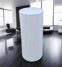 Load image into Gallery viewer, White cylinder ripple plinth cake or flower stand - 55cm - HIRE ONLY