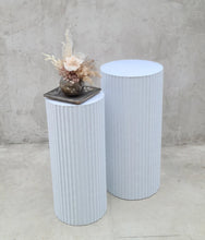 Load image into Gallery viewer, White cylinder ripple plinth cake or flower stand - 55cm - HIRE ONLY