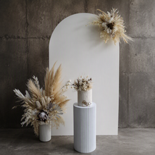 Load image into Gallery viewer, White cylinder ripple plinth cake or flower stand - 60cm - HIRE ONLY