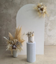 Load image into Gallery viewer, White cylinder ripple plinth cake or flower stand - 60cm - HIRE ONLY