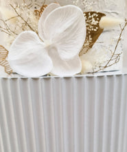 Load image into Gallery viewer, White cylinder ripple plinth cake or flower stand - 75cm - HIRE ONLY