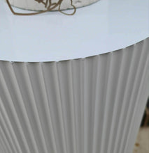Load image into Gallery viewer, White cylinder ripple plinth cake or flower stand - 90cm - HIRE ONLY