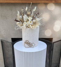 Load image into Gallery viewer, White cylinder ripple plinth cake or flower stand - 90cm - HIRE ONLY