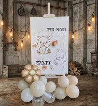 Load image into Gallery viewer, Baby shower neutral welcome sign (easel, board & balloons) - HIRE ONLY