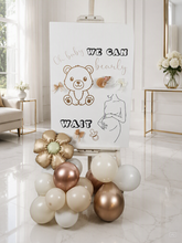 Load image into Gallery viewer, Baby shower neutral welcome sign (easel, board & balloons) - HIRE ONLY