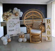 Load image into Gallery viewer, Baby shower neutral package w Queen peacock chair - HIRE ONLY