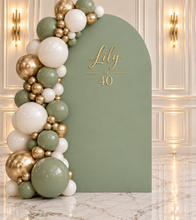 Load image into Gallery viewer, Arch Backdrop sage green – 2.17m tall - HIRE ONLY