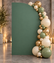 Load image into Gallery viewer, Sail backdrop olive green – 1.85m tall - HIRE ONLY