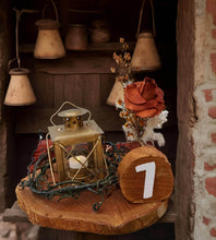 Load image into Gallery viewer, Rustic wood rounds table numbers - HIRE ONLY